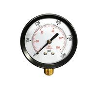 Manomètre utilitaire de 2 pouces, siège inférieur NPT de 1/4 pouce, boîtier en acier noir, 0-1 500 PSI-