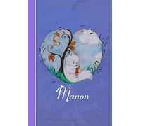 Manon: Cahier personnalisé | Fox avec coeur | Couverture souple | 120 pages | vide | Notebook | Journal intime | Scrapbook | idée cadeau