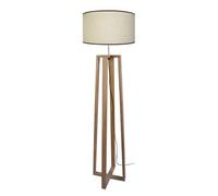 MANON-Lampadaire colonne bois naturel,aluminium Abat-jour: cylindre tissu blanc 1 ampoule E27 inspiration nordique P40xD40xH155cm