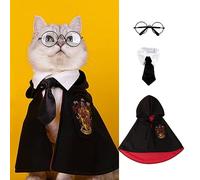 MANON ROSA Robe Halloween pour chien, costume de magicien avec cape et nœud papillon, lunettes pour animal de compagnie