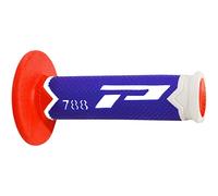 Progrip Poignées de guidon MX 788-227 Triple densité Blanc/Bleu/Rouge 22 mm/125 mm