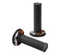 Manopoles Moto Universelles Antidérapantes En Caoutchouc Noir Orange 2 Pièces