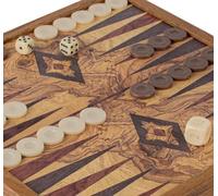 Manopoulos Ensemble de jeu traditionnel 2 en 1 : jeu d'échecs et backgammon, fabriqué en Grèce, placage noyer, adultes 14 ans et plus