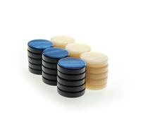 Manopoulos Lot de 30 pierres de backgammon en acrylique style nacre Bleu et blanc ivoire - Ensemble premium fait à la main en Grèce par des experts, taille moyenne 26 mm - Adultes, 14 ans et plus