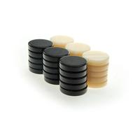 Manopoulos Lot de 30 pierres de backgammon en acrylique style nacre Noir et blanc ivoire - Ensemble premium fait à la main en Grèce par des experts, taille moyenne 26 mm - Adultes, 14 ans et plus
