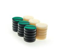 Manopoulos Lot de 30 pierres de backgammon en acrylique style nacre - Vert et blanc ivoire - Ensemble haut de gamme fait à la main en Grèce par des experts, taille moyenne 26 mm - Adultes, 14 ans et
