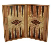 Manopoulos Olive Burl Backgammon Set - Hand Made in Greece - Olive Wood Checkers
