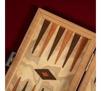 Manopoulos Olive Burl Ensemble de backgammon 20 cm, fabriqué en Grèce, placage noyer, adultes 14 +