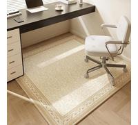 Manor Tapis Chaise de Bureau Carré, Tapis de Sol Bureau avec Fond en Caoutchouc Antidérapant pour Maison Chambre(Light Brown,100x120cm)