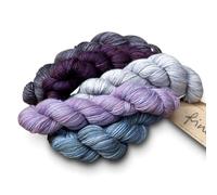 Manos Del Uruguay Silk Blend Fino Lot de 2 mini-écheveaux Beatrix, 5 x 20 g, laine mérinos teintée à la main