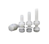 Manoud Jeu De 5 À 100 Vis Hexagonales Extérieures Blanches en Nylon M5 M6, Écrous, Rondelle, Boulons Plastique Isolés Filetés Métriques(50 Set,M6x10)