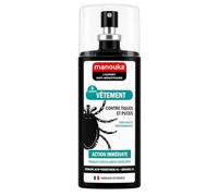MANOUKA Tissus & VÊTEMENTS Spray Anti-Tiques & Puces 75 ML | Insecticide & Répulsif Textile | Perméthrine 4% + Géraniol 4% | Résiste à 5 Lavages | Dès 36 Mois