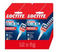 Manovella Super Glue 3 Précision 5g - Colle instantanée transparente pour tous les matériaux - Colle forte pour des réparations précises - 12 x 5g