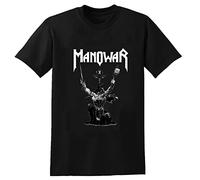 Manowar Mens T-Shirt Fashion Streetwear Tops Unisex Hip-hop Casual Graphic Black Tees Black L