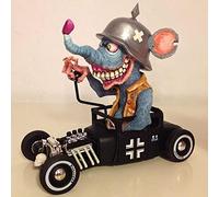 MANQILE en colère Grande Bouche Monstre Conduite Statue Rat Fink Halloween Figurines Halloween résine Artisanat Sculpture décor à la Maison Ornement Bronze