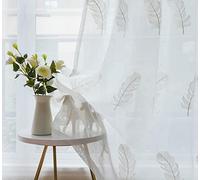 MANQILE Rideau Transparent brodé pour Salon fenêtre élégant Plume Broderie Voile Chambre Cuisine Moderne Tulle Rideau