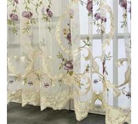 MANQILE Rideaux en Tulle Transparent brodés de Fleurs en Velours, pour Chambre à Coucher, Salon, cantonnière, Voile de fenêtre