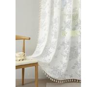 MANQILE Rideaux Transparents Blancs, en Lin Beige Fleuri, texturés, pour Salon