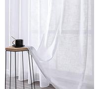 MANQILE Solide Tulle Sheer Rideaux pour Salon Rideau Blanc Fil Épaissir Coton Et Lin Simple Tulle Rideau