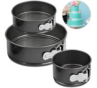 Manqué à Charnière Moule à Gâteau Rond Gâteaux à Charnière Rond Lot de 3 Antiadhésif Moule à Manqué Démontable Noir
