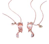 Manqyi Collier D'amitié 2 Pièces, Collier Bff pour 2 Filles, Colliers Magnétiques BFF Pendentif de Renard, Or Rose, Émail Coloré, Cadeaux de Bijoux pour la Saint-Valentin pour Mère Sœurs Filles Amis