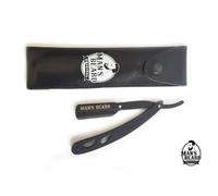 man's beard - Rasoir Shavette en acier noir Professionnel Manuel de Barbier Traditionnel Droit - Haut de Gamme