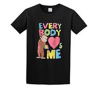Man's Round Neck Curious George Sports T-Shirt Black L