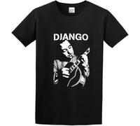 Man's Round Neck Django Reinhardt Jazz Guitar Cotton Sports T-Shirt Black T-Shirts à Manches Courtes(X-Large)