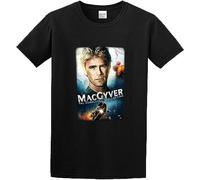 Man's Round Neck Macgyver Movie Poster Sports T-Shirt Black T-Shirts à Manches Courtes(X-Large)