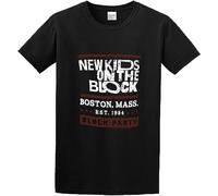 Man's Round Neck New Kids on The Block Block Party Sports T-Shirt Black T-Shirts à Manches Courtes(Medium)