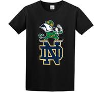 Man's Round Neck Notre Dame Fighting Irish Sports T-Shirt Black Manches Courtes(XX-Large)