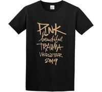 Man's Round Neck Pink Beautiful Trauma World Tour 219 Age2 3 Pop Icon Concert Sports T-Shirt Black Manches Courtes(Small)