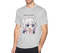 Man's Wicked Kanna Kamui Dragon Maid T Shirts Tees Casual Blouse Tunic Manches Courtes(Small)