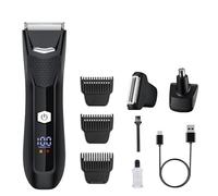 Manscape Tondeuse 3 en 1 pour poils du corps et du nez pubiens, rasoir électrique sans fil pour le corps et l'aine, rasoir électrique humide/sec avec lumière LED et écran, verrouillage de voyage