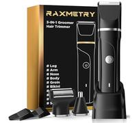 Manscape Tondeuse à barbe électrique 3 en 1 pour homme, étanche IPX7 pour poils secs/humides/secs, polyvalente pour boule/barbe/nez, rechargeable par USB, nez et tête de rasage, argenté