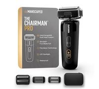 MANSCAPED® The Chairman™ PRO Men’s Foil Shaver - Two Interchangeable Blade Heads, SkinSafe® Four-Blade Foil & Stubble Trimmer, Face Shaver with USB-C & Wireless Compatible Charging, Travel Lock