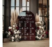 Manschin-Laserdesign Plan de siège miroir en verre acrylique personnalisé dans différentes couleurs - Fabriqué en Allemagne - Plaque pour mariage