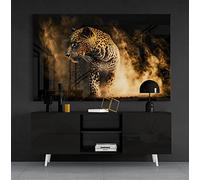 Manschin-Laserdesign Tableau mural de qualité supérieure - En verre acrylique ou composite d'aluminium - Pas de toile - Tableau mural moderne XXL - Décoration murale design abstrait (léopard 01, verre