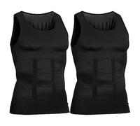 DJFOG ManSculpt Débardeur de compression pour homme, débardeur amincissant pour homme, gilet gainant pour homme, Noir - 2 pièces, 3X-Large