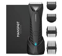 MANSPOT - Tondeuse à cheveux d'aine, tondeuse à boules, têtes de lame en céramique remplaçables, imperméable pour une utilisation humide/sèche, ressort de recharge sur pied, rasage 90 minutes plus