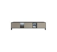 MANTA - Meuble TV 3 Portes Aspect Chêne Foncé et Champagne avec Leds - Altobuy Marron