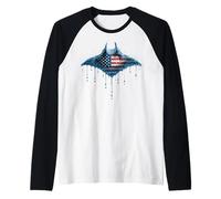 Manta Ray Stingray Drapeau américain USA Drip Graffiti Lover Manche Raglan