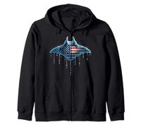 Manta Ray Stingray Drapeau américain USA Drip Graffiti Lover Sweat à Capuche