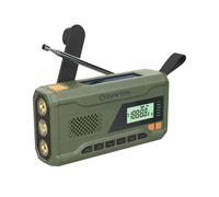 Manta RDI401G - Radio d'urgence solaire à manivelle - Radio FM - Avec batterie externe portable 4500 mAh USB-C - Lampe de poche lumineuse et lampe de lecture pour les urgences domestiques et la survie