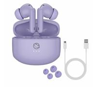 Manta Rytmo MTWS008P Écouteurs intra-auriculaires sans fil, Bluetooth 5.3, TWS avec microphone, contrôle tactile, station de charge USB-C, haut-parleur 12 mm, violet