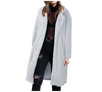 Manteau 2 en 1 Doublé Polaire Femme Veste Longue Femme Automne Hiver Grande Taille Cardigan Ouverte Devant Manteau sans Capuche Manteaux Épais Chaud Vêtements Couleur Unie Veste Extérieur Veste