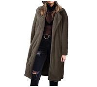 Manteau 2 en 1 Doublé Polaire Femme Veste Longue Femme Automne Hiver Grande Taille Cardigan Ouverte Devant Manteau sans Capuche Manteaux Épais Chaud Vêtements Couleur Unie Veste Extérieur Veste