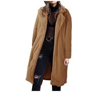 Manteau 2 en 1 Doublé Polaire Femme Veste Longue Femme Automne Hiver Grande Taille Cardigan Ouverte Devant Manteau sans Capuche Manteaux Épais Chaud Vêtements Couleur Unie Veste Extérieur Veste