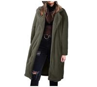 Manteau 2 en 1 Doublé Polaire Femme Veste Longue Femme Automne Hiver Grande Taille Cardigan Ouverte Devant Manteau sans Capuche Manteaux Épais Chaud Vêtements Couleur Unie Veste Extérieur Veste