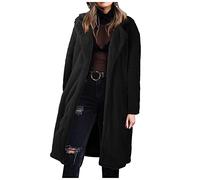 Manteau 2 en 1 Doublé Polaire Femme Veste Longue Femme Automne Hiver Grande Taille Cardigan Ouverte Devant Manteau sans Capuche Manteaux Épais Chaud Vêtements Couleur Unie Veste Extérieur Veste